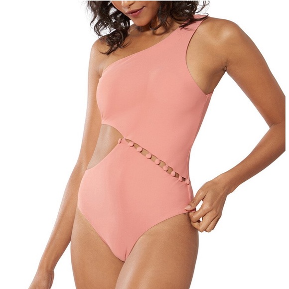 Red Carter Asymmetric Maillot One-Piece Swimsuit